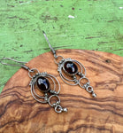 Vintage Silver - Ornate Garnet Earrings