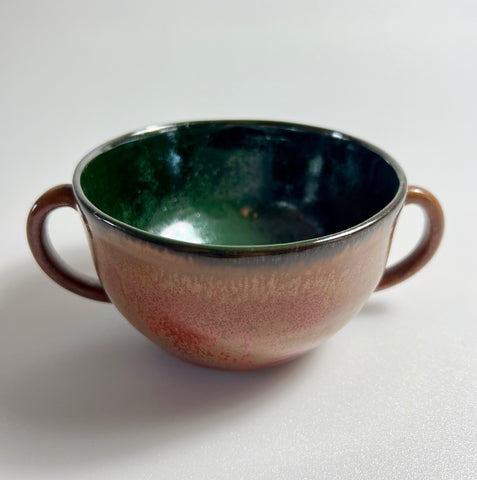 Copper and Green Ceramic Soup Bowl
