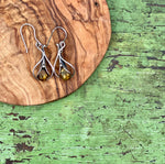 Vintage Silver -  Baltic Amber Orchid Earrings