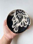 Peacock Feather Black and Gold Dish