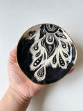 Peacock Feather Black and Gold Dish