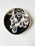 Peacock Feather Black and Gold Dish