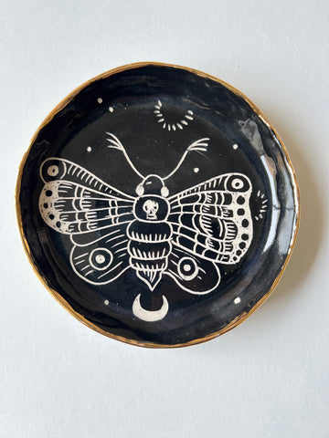 Moth 2 Black and Gold Dish
