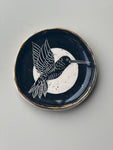 Humming Bird Black and Gold Dish