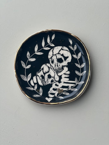 Skeleton Lovers Black and Gold Dish