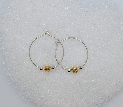 Silver hoops with beads