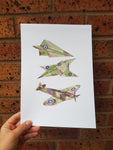 Dream Big paper plane spitfire collection print