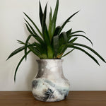 Dove grey and green Pitfire vase