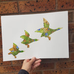 Original 3 ducks watercolour painting
